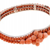 STERLING SILVER PINK CORAL BEADED BANGLE BRACELET PIC-0