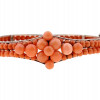 STERLING SILVER PINK CORAL BEADED BANGLE BRACELET PIC-2