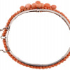 STERLING SILVER PINK CORAL BEADED BANGLE BRACELET PIC-4
