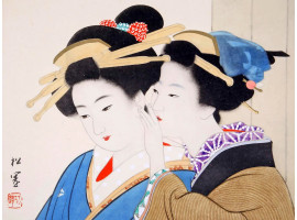 MEIJI JAPAN PAIR OF WOODBLOCKS BY UEMURA SHOEN