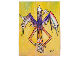 ABSTRACT CUBIST TOTEM OIL PAINTING BY WIFREDO LAM