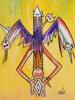ABSTRACT CUBIST TOTEM OIL PAINTING BY WIFREDO LAM PIC-1