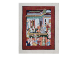 ANTIQUE INDIAN MUGHAL PAINTING ON SILK