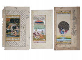 ANTIQUE INDIAN MUGHAL CALLIGRAPHY MINIATURE PAINTINGS