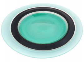 VINTAGE TURQUOISE CHARGER PLATE BY GILMOR GLASS