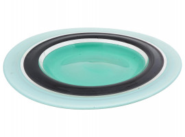 VINTAGE TURQUOISE CHARGER PLATE BY GILMOR GLASS