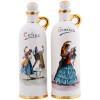 SPANISH HAND PAINTED PORCELAIN ALCOHOL BOTTLES PIC-1