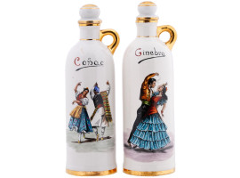 SPANISH HAND PAINTED PORCELAIN ALCOHOL BOTTLES