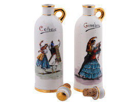 SPANISH HAND PAINTED PORCELAIN ALCOHOL BOTTLES