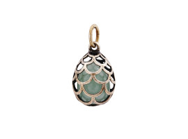 RUSSIAN 84 SILVER CARVED JADE EASTER EGG PENDANT