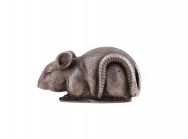 RUSSIAN 88 SILVER FIGURE OF A MOUSE W RUBY EYES