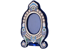 RUSSIAN SILVER AND CLOISONNE ENAMEL PICTURE FRAME