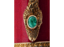 RUSSIAN GILT SILVER JADE LETTER OPENER WITH SNAKE
