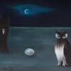 AMERICAN OWL OIL PAINTING BY GERTRUDE ABERCROMBIE PIC-1