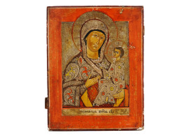 ANTIQUE RUSSIAN ICON MOTHER OF GOD OF TIKHVIN