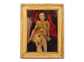 POLISH NUDE PORTRAIT OIL PAINTING BY HENRIK GOTLIB