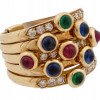 VINTAGE 18K GOLD GEMSTONE CLUSTER RING WITH STONES PIC-2