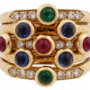 VINTAGE 18K GOLD GEMSTONE CLUSTER RING WITH STONES PIC-0