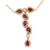 VINTAGE 18K YELLOW GOLD RUBY AND DIAMOND DROP NECKLACE PIC-5