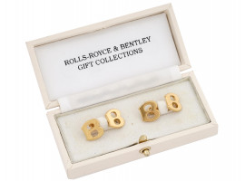 10K GOLD PLATED SILVER ENGLISH BENTLEY CUFF LINKS