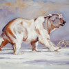 VINTAGE OIL PAINTING OF ARCTIC ANIMALS BY R. GOO PIC-1