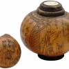 ANTIQUE CHINESE ETCHED GOURDS WITH CALLIGRAPHY PIC-0