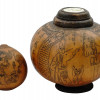 ANTIQUE CHINESE ETCHED GOURDS WITH CALLIGRAPHY PIC-1