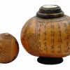 ANTIQUE CHINESE ETCHED GOURDS WITH CALLIGRAPHY PIC-2