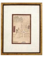 ANTIQUE INDO PERSIAN MUGHAL COUPLE SCENE PAINTING