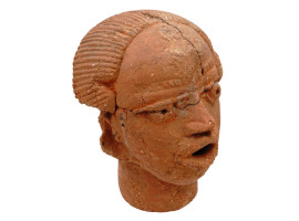 ANCIENT AFRICAN NOK TERRACOTTA HEAD SCULPTURE