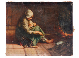 OIL PAINTING MOTHER AFTER LOUIS HENRI DESCHAMPS