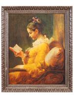 YOUNG GIRL READING OIL PAINTING AFTER FRAGONARD