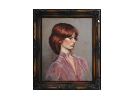 MID CENTURY FRENCH FEMALE PORTRAIT OIL PAINTING