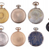 SEVEN ANTIQUE POCKET WATCHES IN DECORATED CASES PIC-1