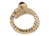 BVLGARI TUBOGAS 18K GOLD DIAMONDS RUBY SNAKE RING PIC-6