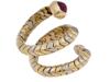 BVLGARI TUBOGAS 18K GOLD DIAMONDS RUBY SNAKE RING PIC-5