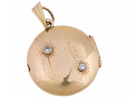 VICTORIAN ERA 18K GOLD DIAMONDS LOCKET PENDANT