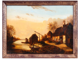 ANTIQUE DUTCH LANDSCAPE PAINTING FRAMED