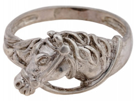 FIGURAL HORSE HEAD DESIGN STERLING SILVER RING