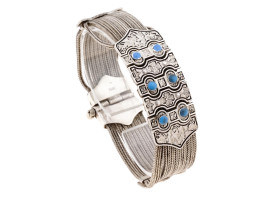 TURKISH STERLING TURQUOISE MARDIN STRAW BRACELET