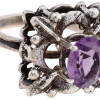 ART NOUVEAU 800 SILVER AMETHYST STONE JEWELRY RING PIC-0