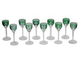 VINTAGE FRENCH BACCARAT CRYSTAL EMERALD GOBLET GLASSES