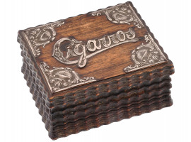 CIGARROS WOODEN CIGAR BOX WITH STERLING SILVER OVERLAY
