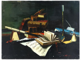 STILL LIFE WITH BOOKS PAINTING AFTER W.M. HARNETT