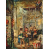 MID CENTURY OIL PAINTING CIRCUS SCENE BY J. RIOT PIC-1
