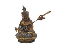 ANTIQUE GILT BRONZE GURU PADMASAMBHAVA BUDDHA STATUE