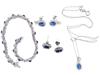 VINTAGE SILVER SAPPHIRE NECKLACE, BRACELET AND EARRINGS PIC-0