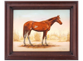 MID CENTURY AMERICAN HORSE PAINTING BY C. CARSON