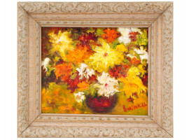 RUSSIAN STILL LIFE PAINTING ATTR DAVID BURLIUK