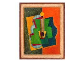 CUBIST OIL PAINTING BY JUAN GRIS AFTER P PICASSO